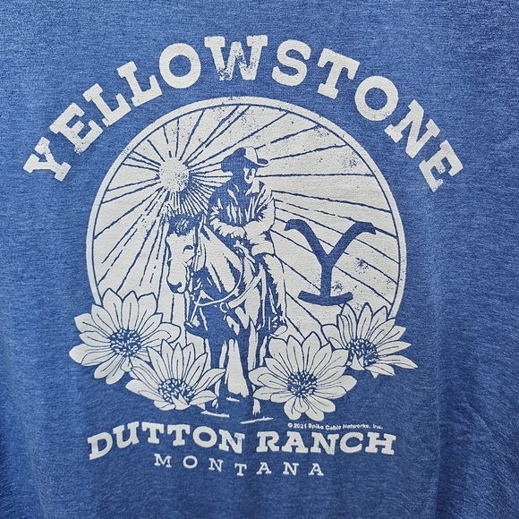 Yellowstone Tops - Yellowstone Dutton Ranch Montana T-Shirt Junior Size L Blue